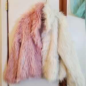 Club Exx Dolls Kill Pink White Faux Fur Two Tone Coat 3X Cropped